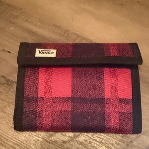 Vans Bifold Wallet Plaid Red Black Men's Active SB Off The Wall nwot